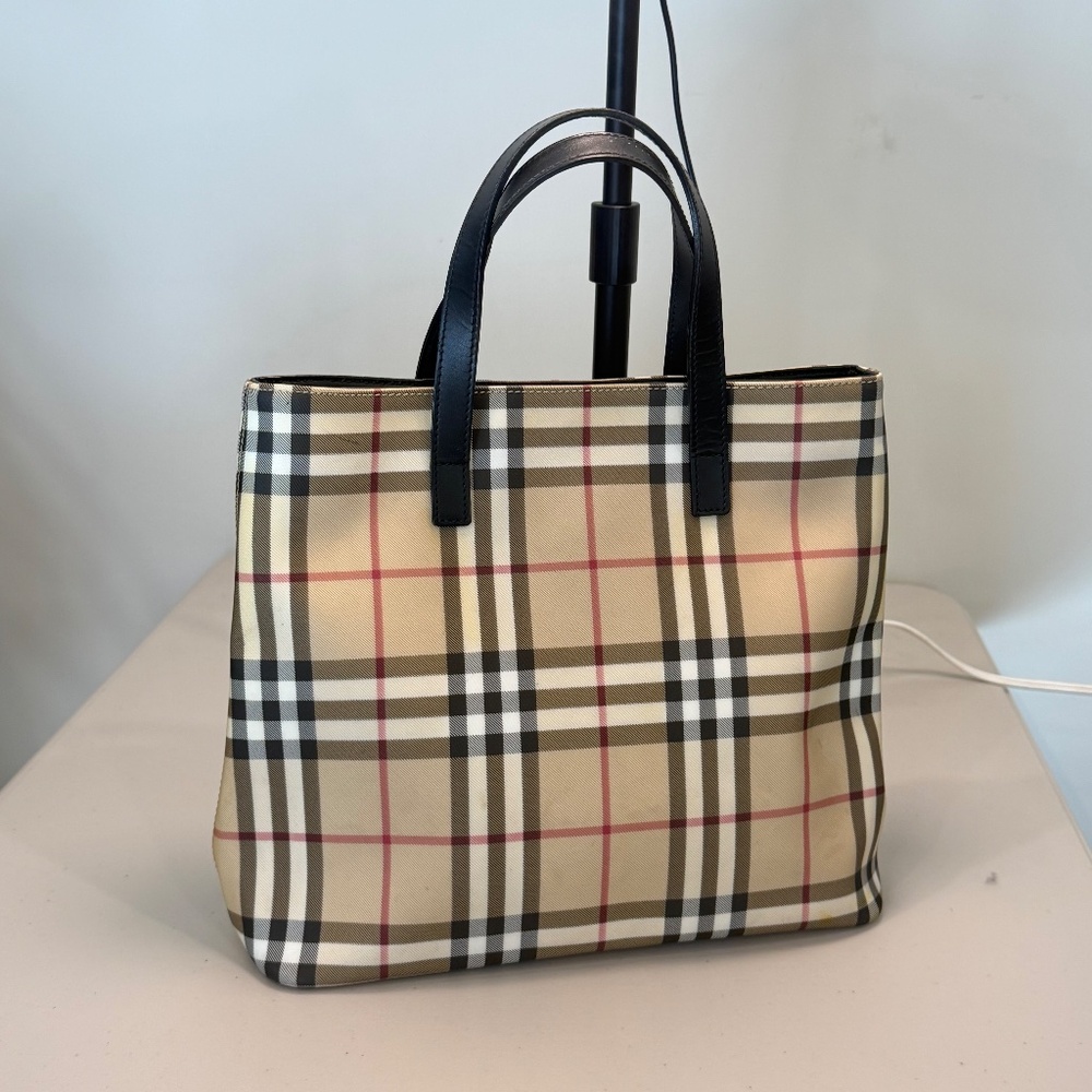 Burberry Nova Check Coated Canvas Satchel